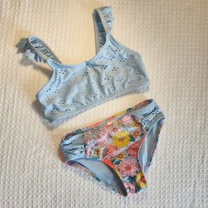 Cat and jack girls‎ two piece swim suit set size small (6/7)